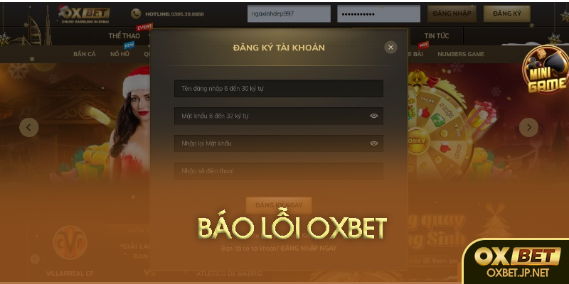 Màn hình báo lỗi xác thực tài khoản